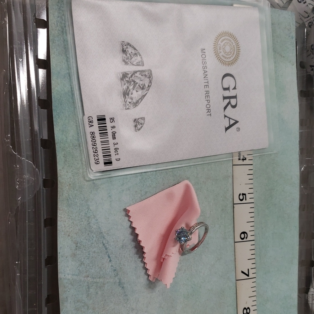 GRA Silver Ring with Blue Gemstone